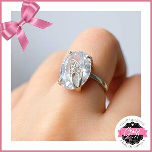 Sterling Silver White Sapphire Ring Size 7.5